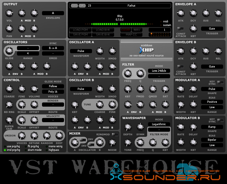VST Warehouse интерфейс синтезатора